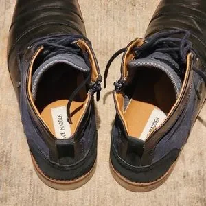 Steve Madden leather/ denim lace up boot with side zipper. Steve Madden | Shoes | Steve Madden Leather Denim Lace Up  main image 2
